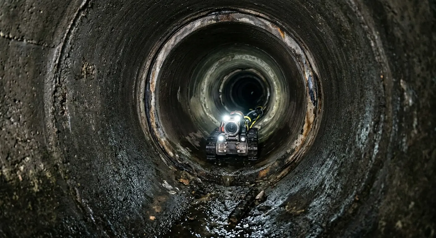 Robotic sewer camera inspecting pipe interior for Drain Snake Service in Magalia